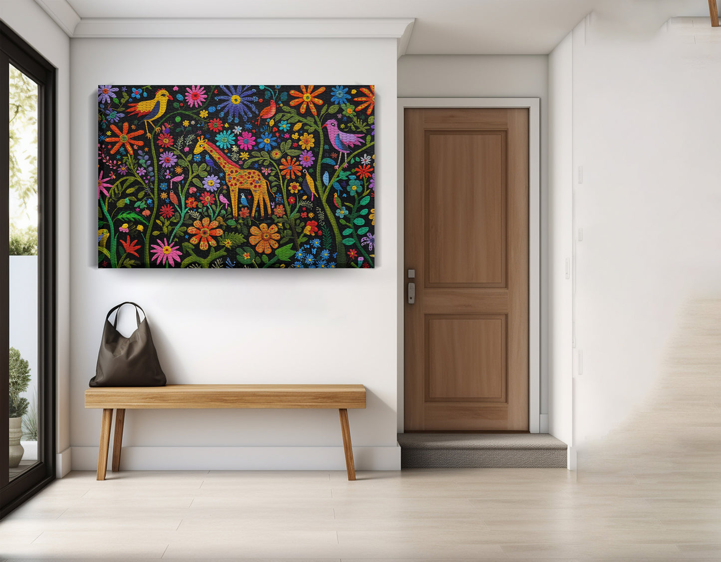 Giraffe Floral Garden Black Caribbean wall art view 17