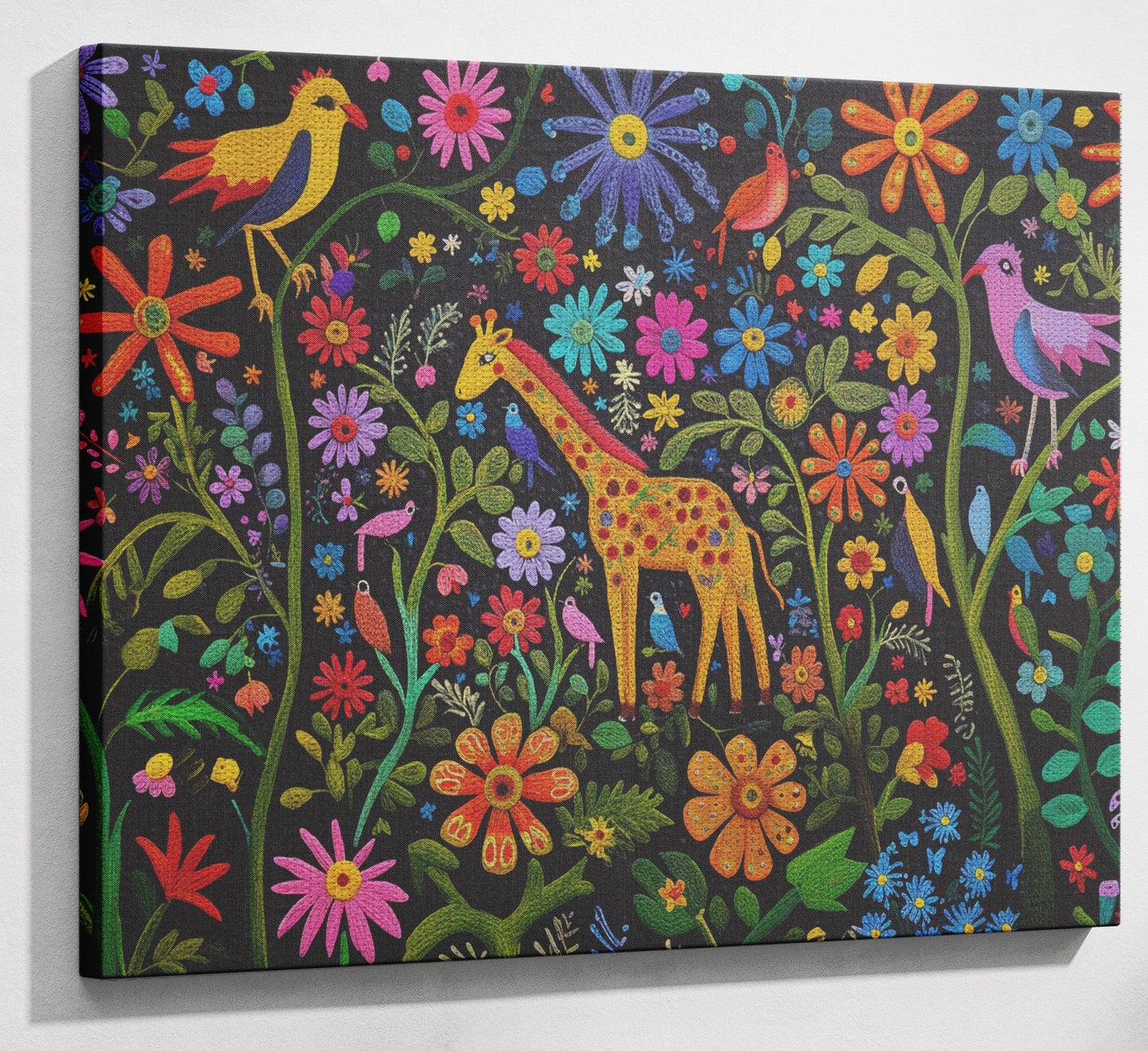 Giraffe Floral Garden Black Caribbean wall art view 13