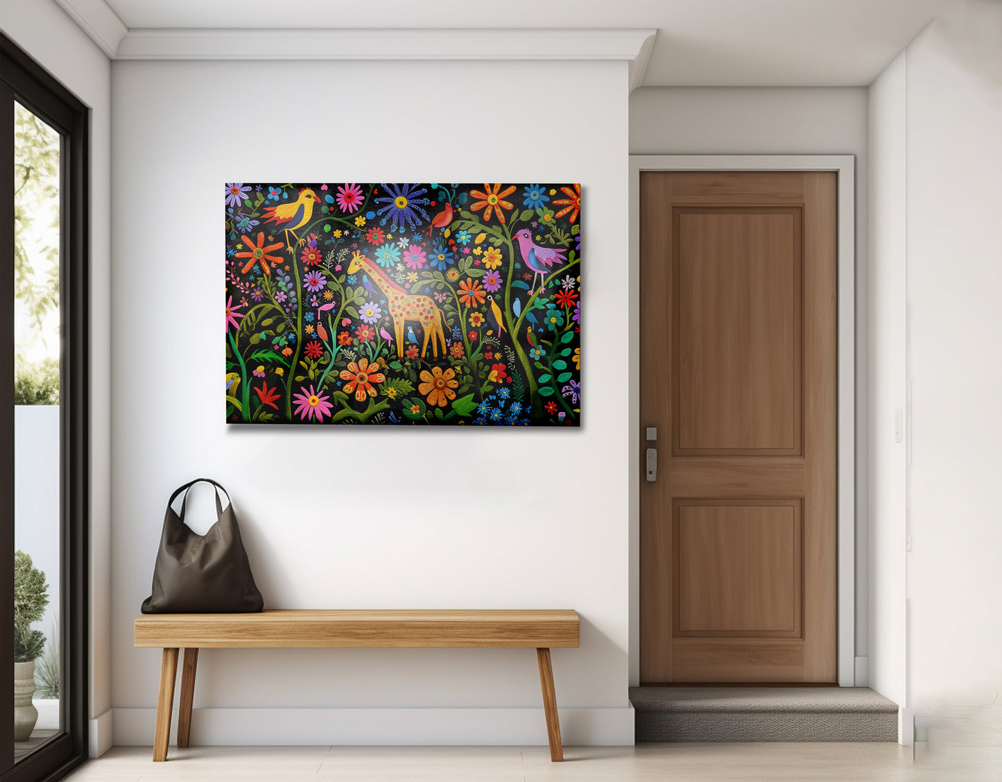 Giraffe Floral Garden Black Caribbean wall art view 23