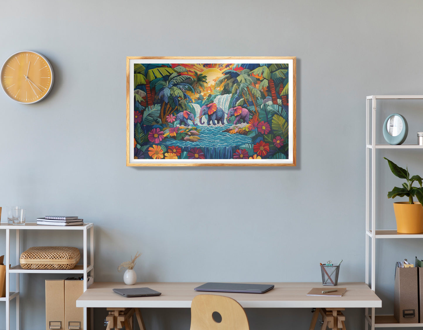 Colorful Elephant Jungle Caribbean wall art view 78