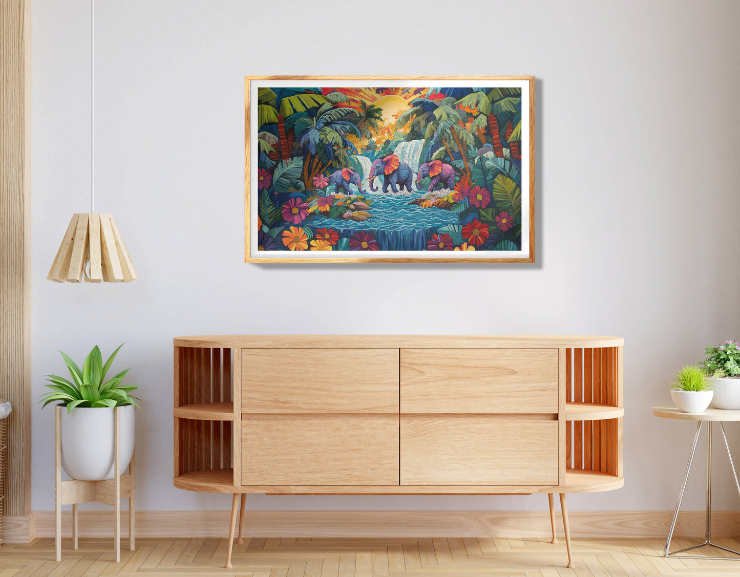 Colorful Elephant Jungle Caribbean wall art view 74