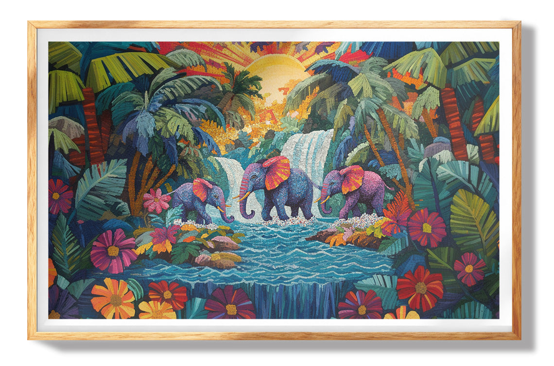 Colorful Elephant Jungle Caribbean wall art view 73