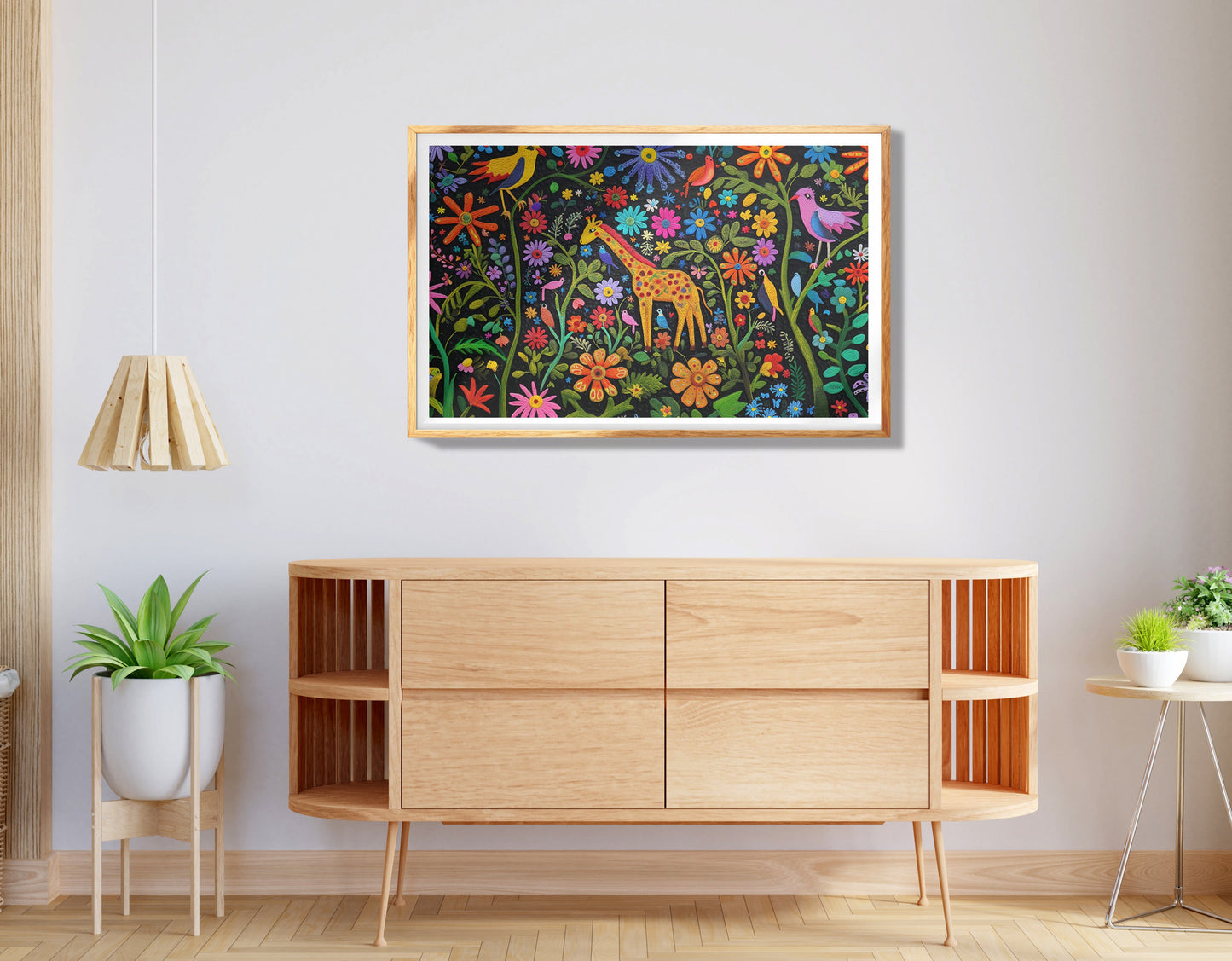 Giraffe Floral Folk Caribbean wall art view 74