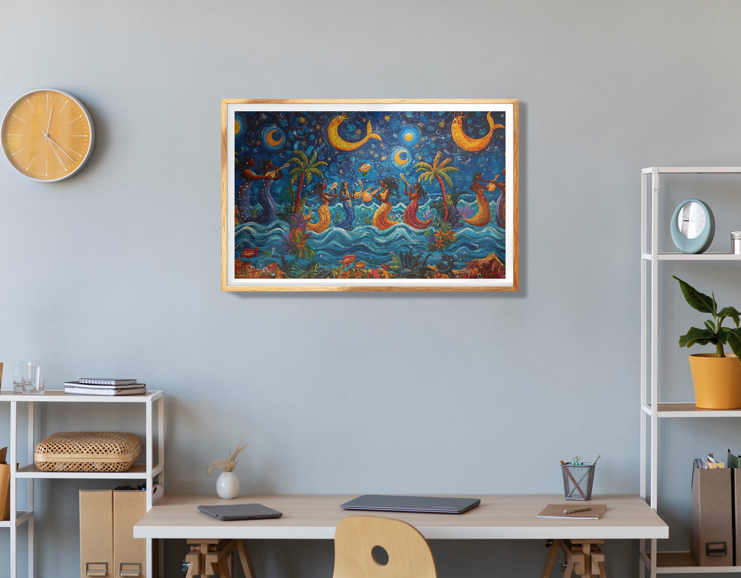 Giraffe Sunset Folk Black Caribbean wall art view 78