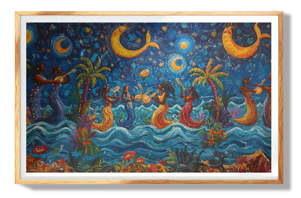 Giraffe Sunset Folk Black Caribbean wall art view 73