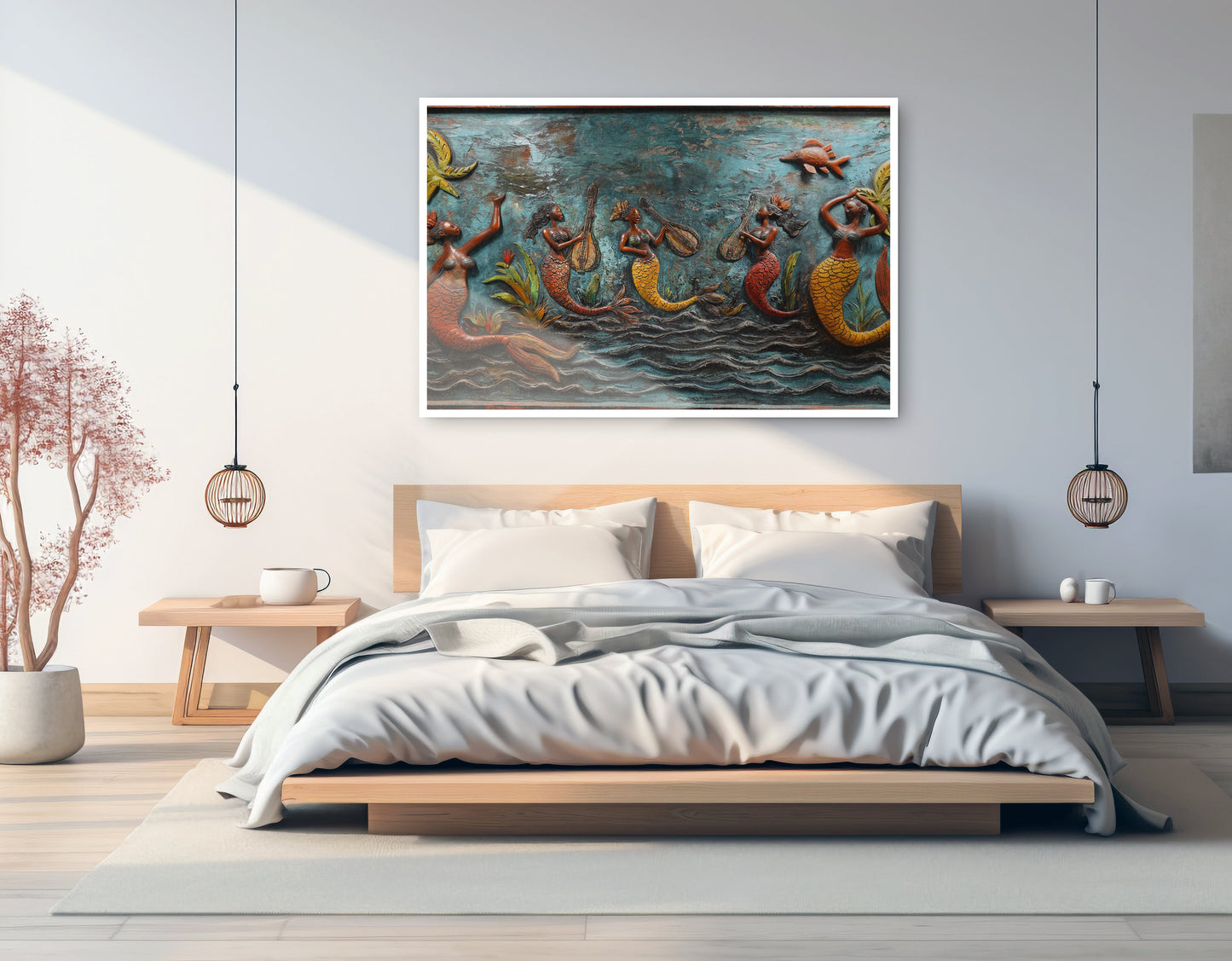 Black Mermaid Ocean Relief Caribbean wall art artwork view