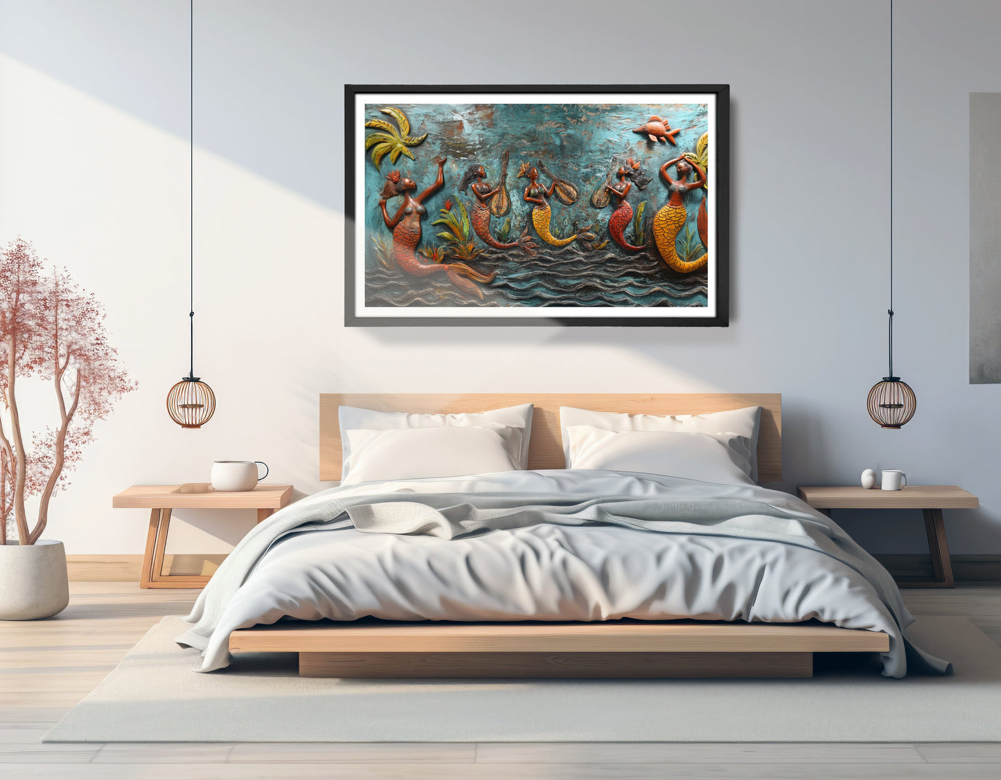Black Mermaid Ocean Relief Caribbean wall art view 69