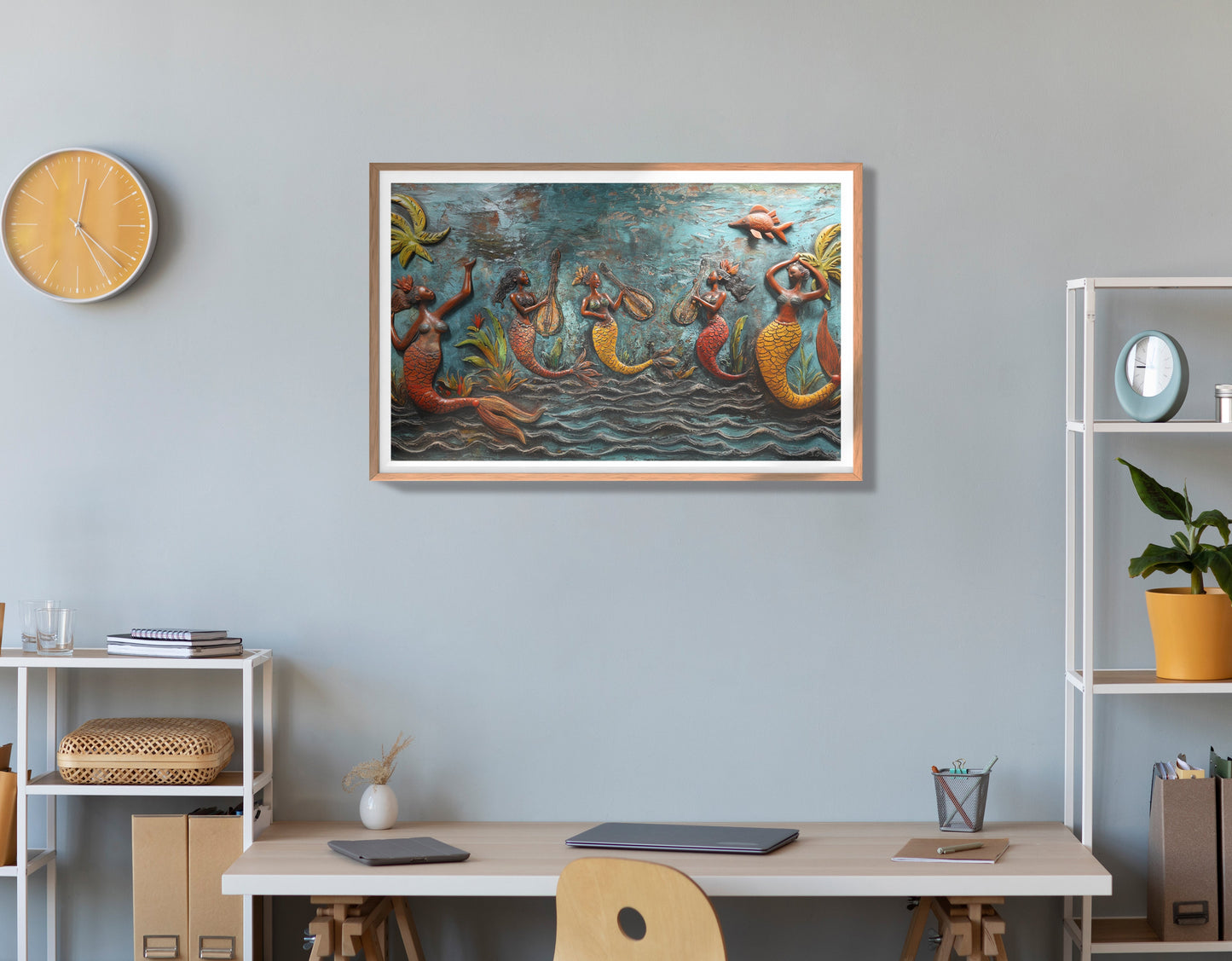 Black Mermaid Ocean Relief Caribbean wall art view 84