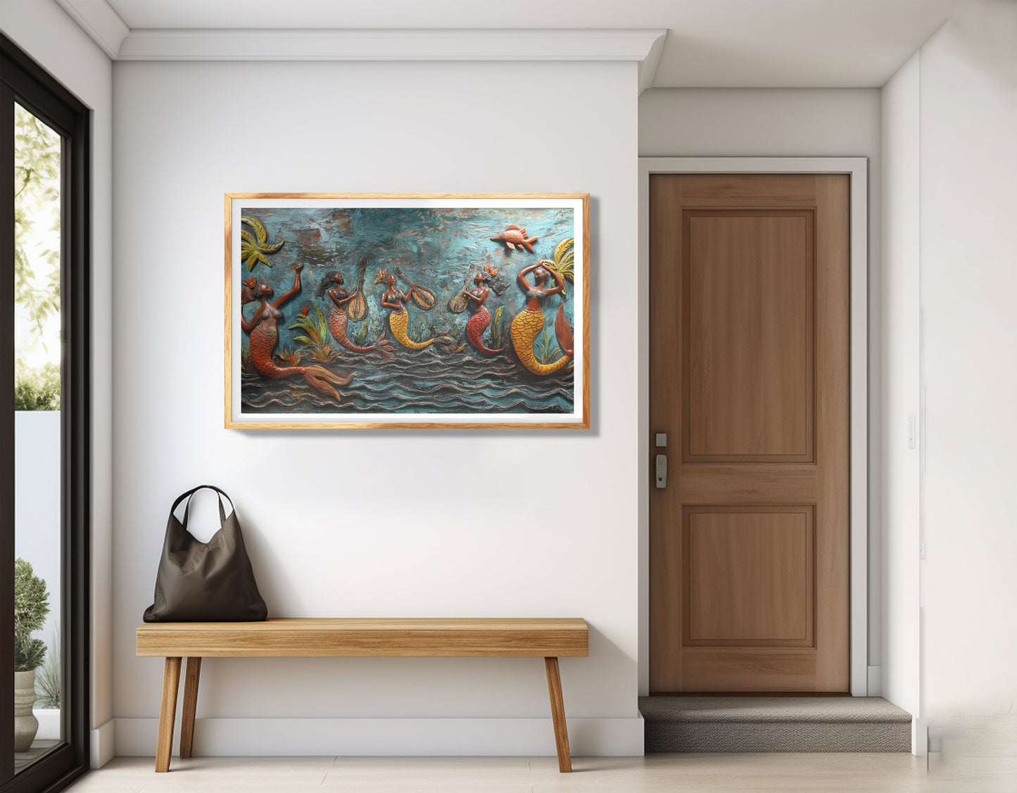 Black Mermaid Ocean Relief Caribbean wall art view 77
