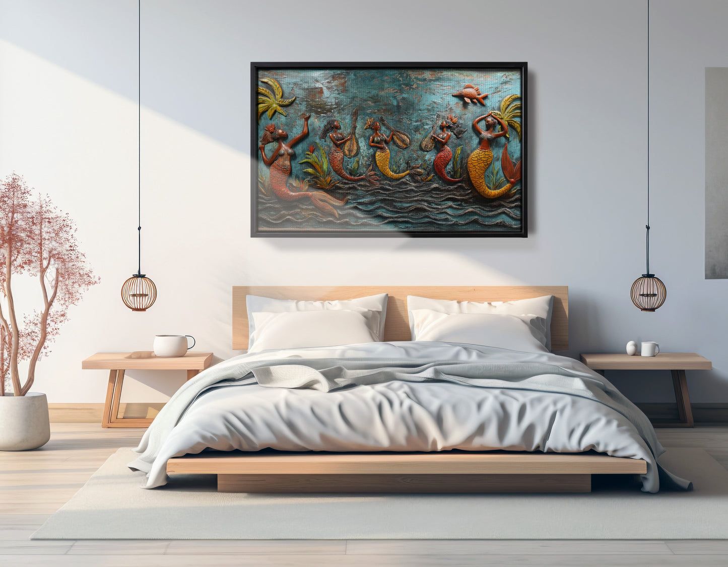 Black Mermaid Ocean Relief Caribbean wall art view 27