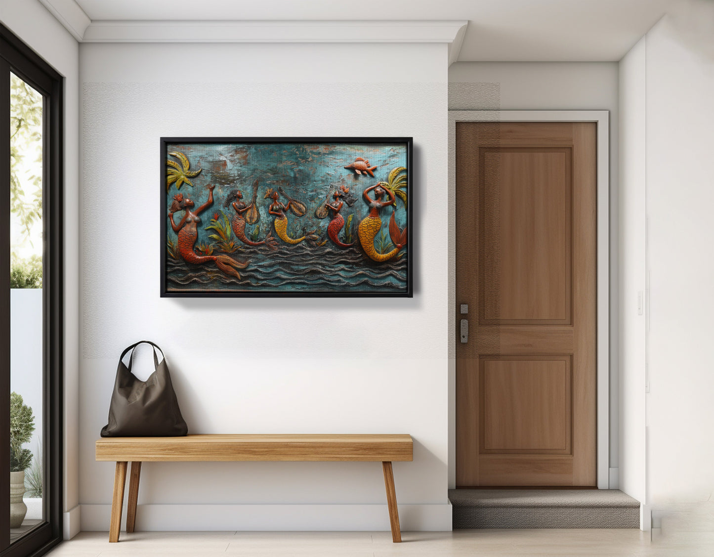 Black Mermaid Ocean Relief Caribbean wall art view 29