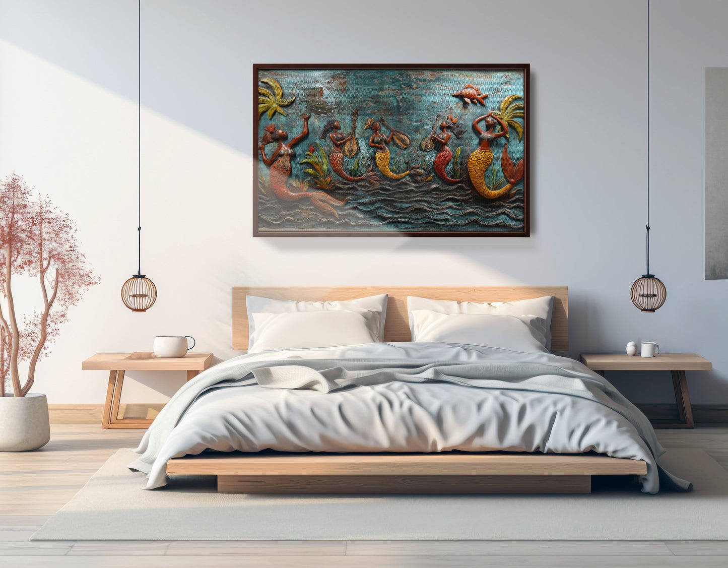 Black Mermaid Ocean Relief Caribbean wall art view 33