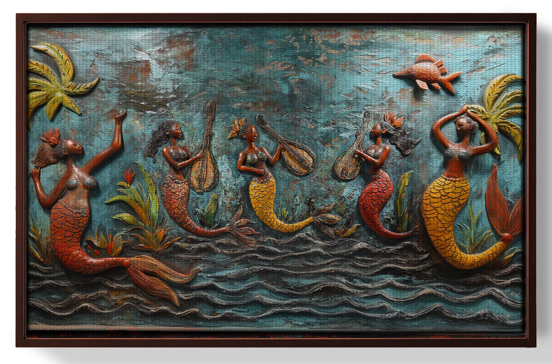 Black Mermaid Ocean Relief Caribbean wall art view 31