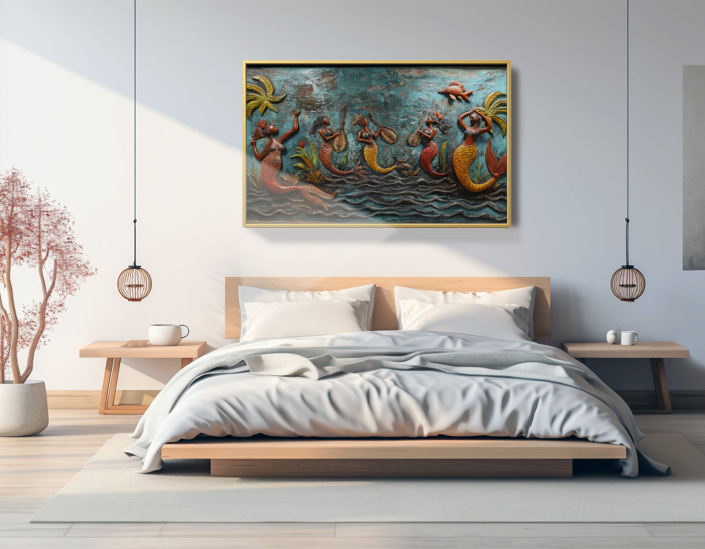 Black Mermaid Ocean Relief Caribbean wall art view 39