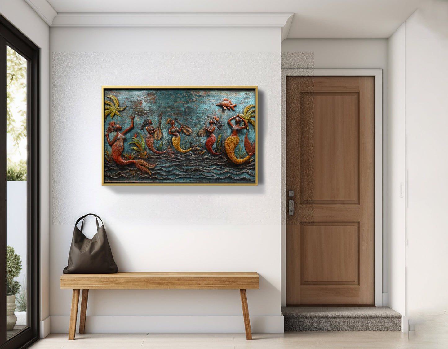 Black Mermaid Ocean Relief Caribbean wall art view 41