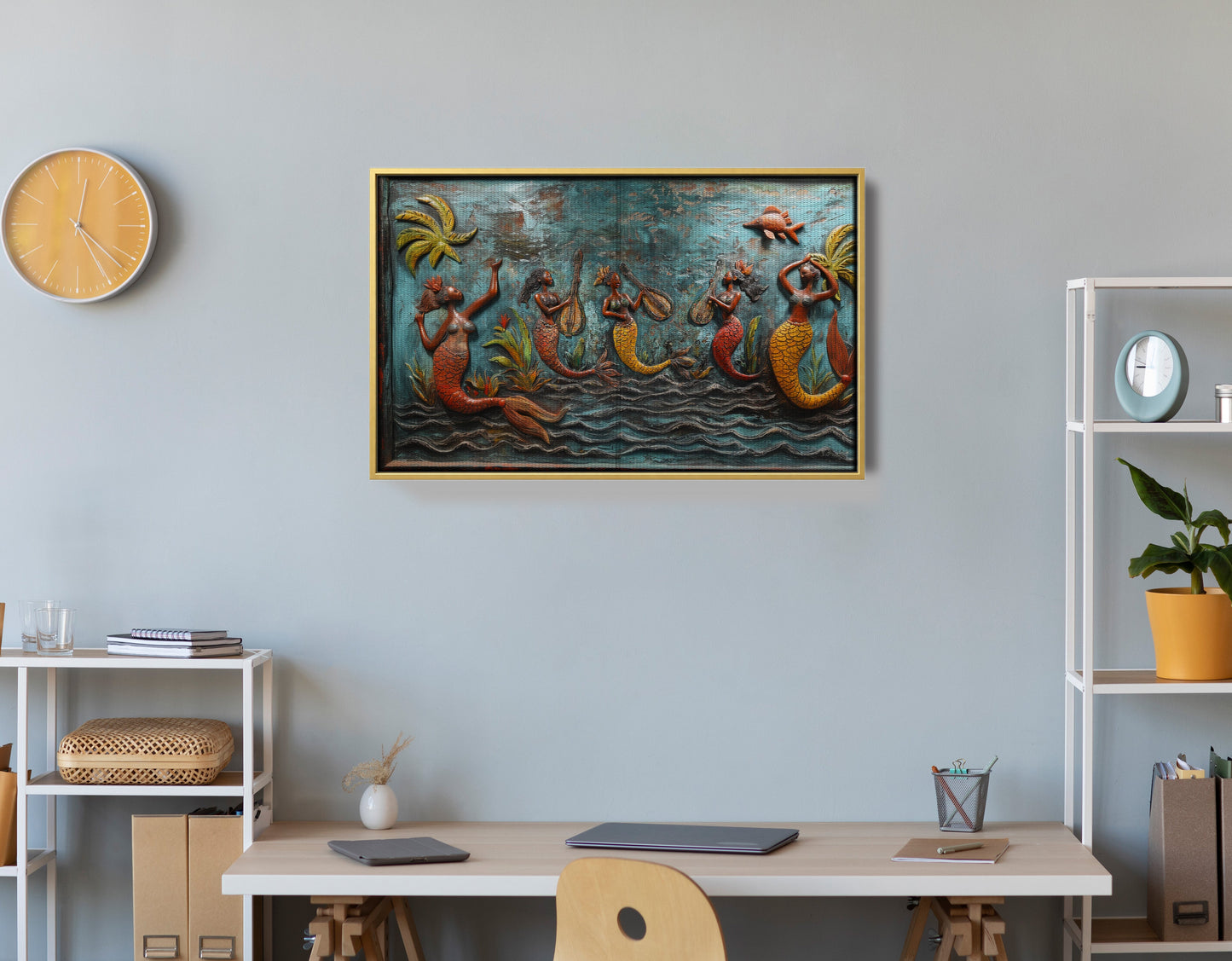 Black Mermaid Ocean Relief Caribbean wall art view 42