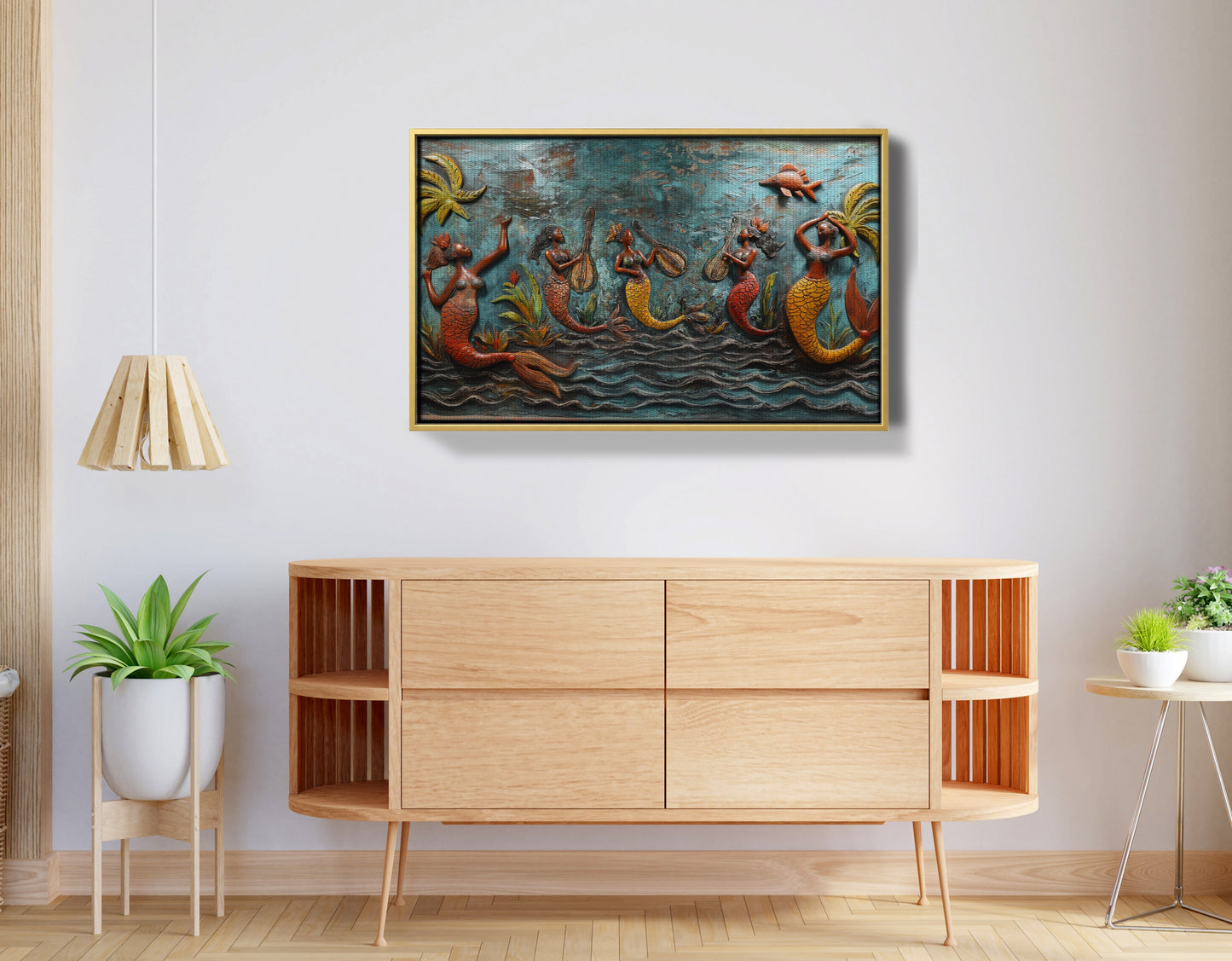 Black Mermaid Ocean Relief Caribbean wall art view 38