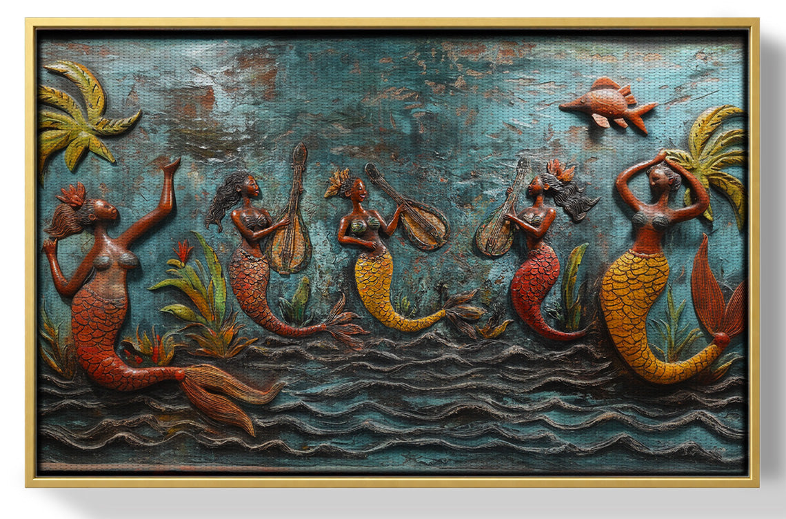Black Mermaid Ocean Relief Caribbean wall art view 37