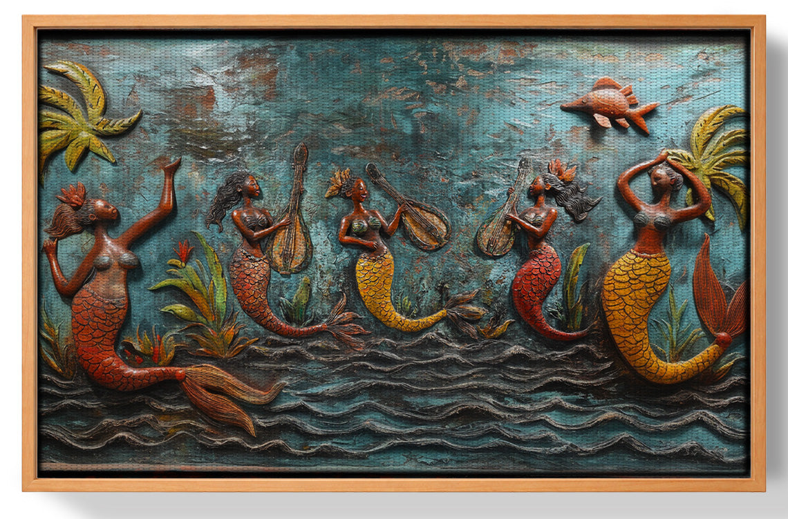 Black Mermaid Ocean Relief Caribbean wall art view 43