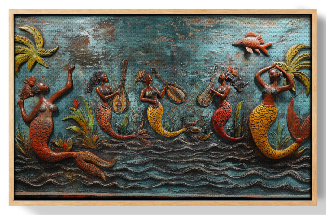 Black Mermaid Ocean Relief Caribbean wall art view 49