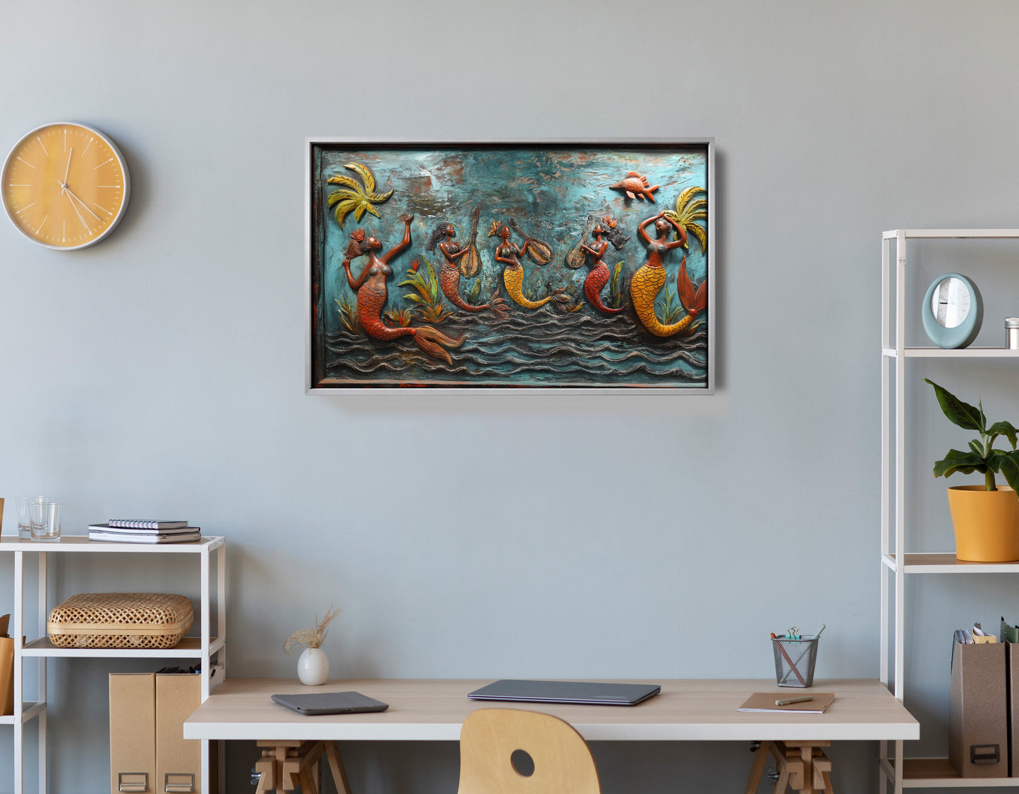 Black Mermaid Ocean Relief Caribbean wall art view 60