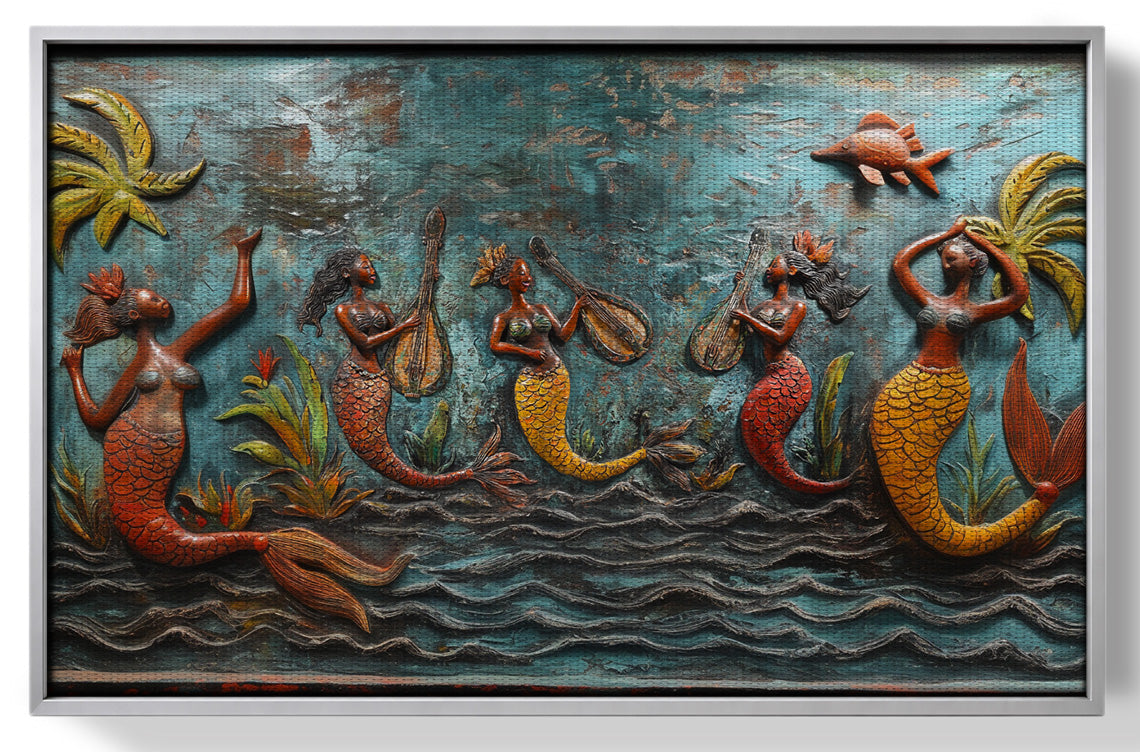 Black Mermaid Ocean Relief Caribbean wall art view 55