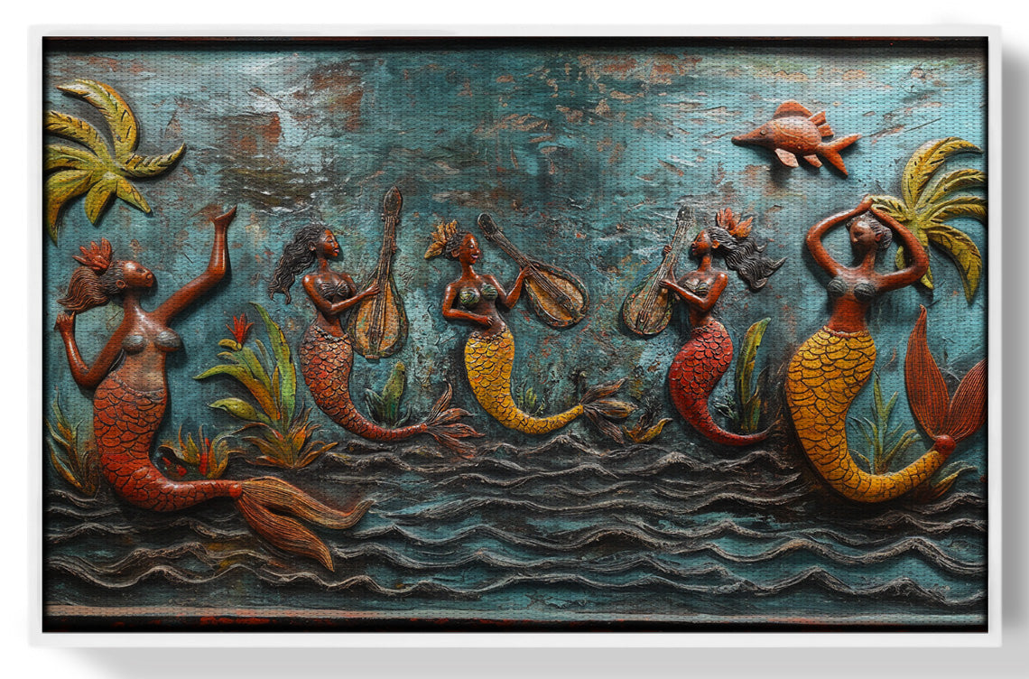 Black Mermaid Ocean Relief Caribbean wall art view 61
