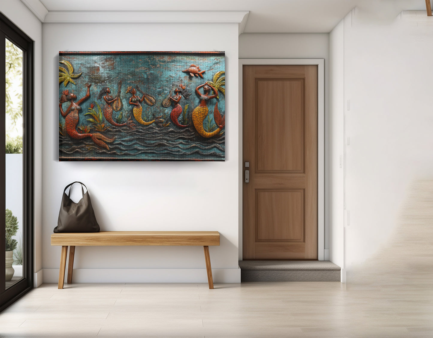 Black Mermaid Ocean Relief Caribbean wall art view 17
