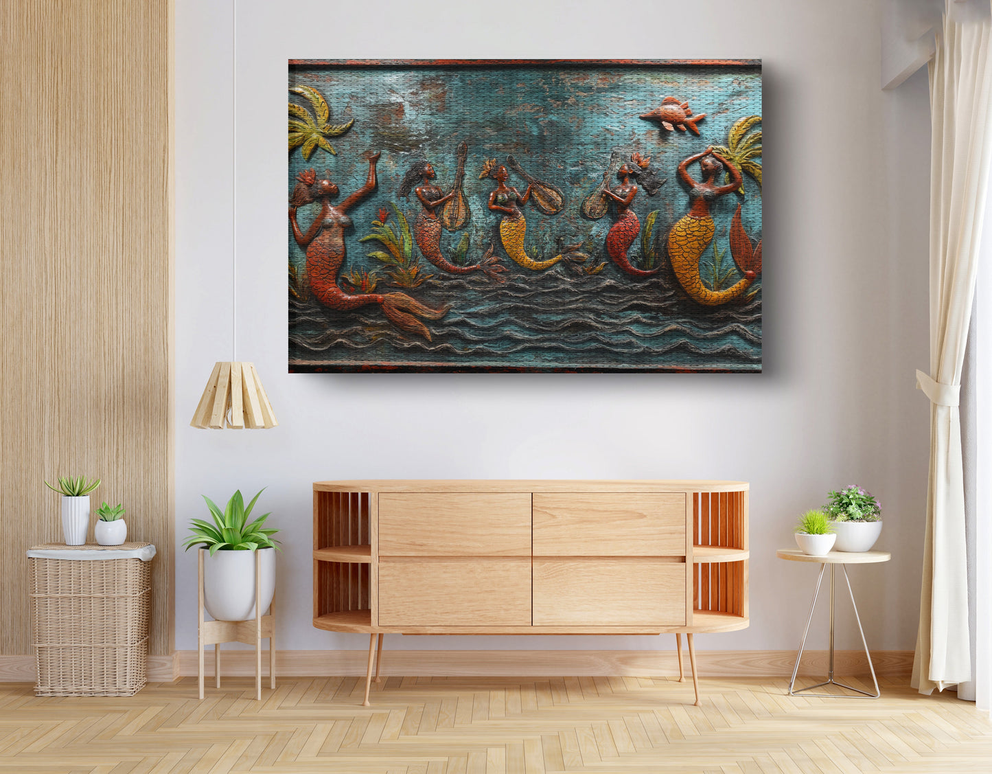Black Mermaid Ocean Relief Caribbean wall art view 14