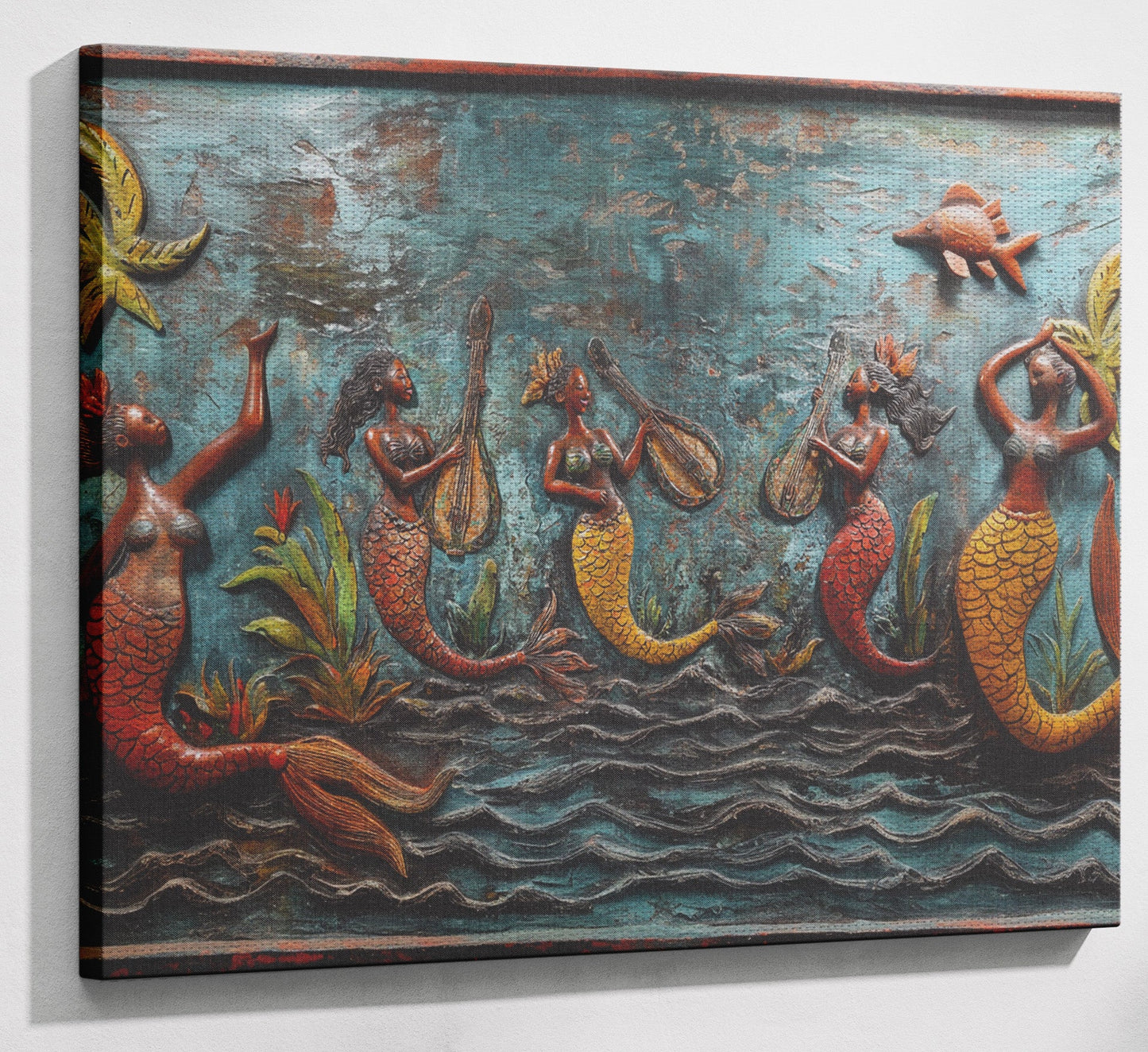 Black Mermaid Ocean Relief Caribbean wall art view 13