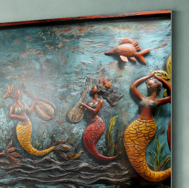 Black Mermaid Ocean Relief Caribbean wall art view 22