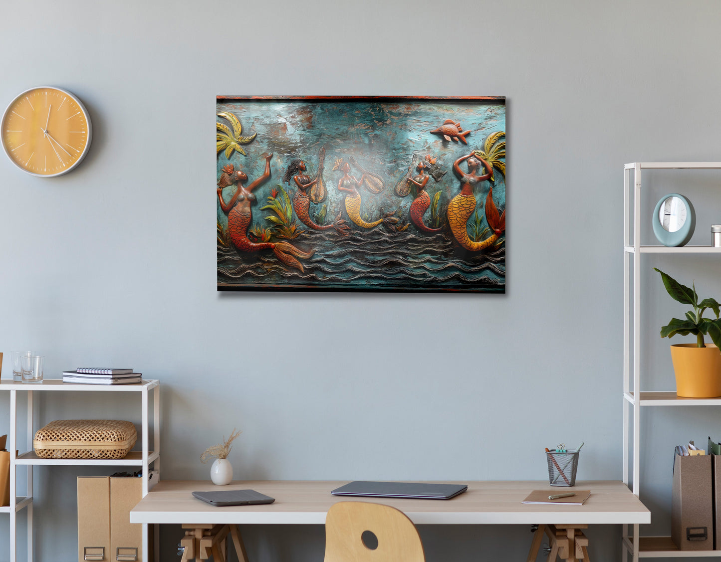 Black Mermaid Ocean Relief Caribbean wall art view 24