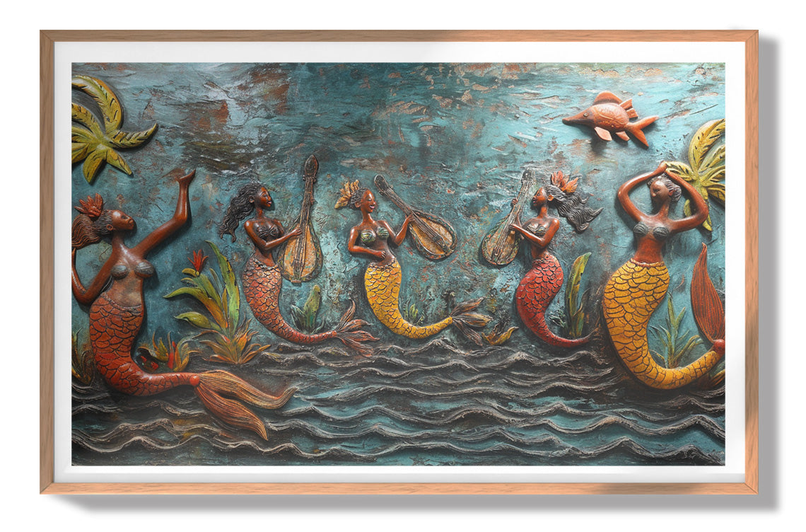 Black Mermaid Ocean Relief Caribbean wall art view 79