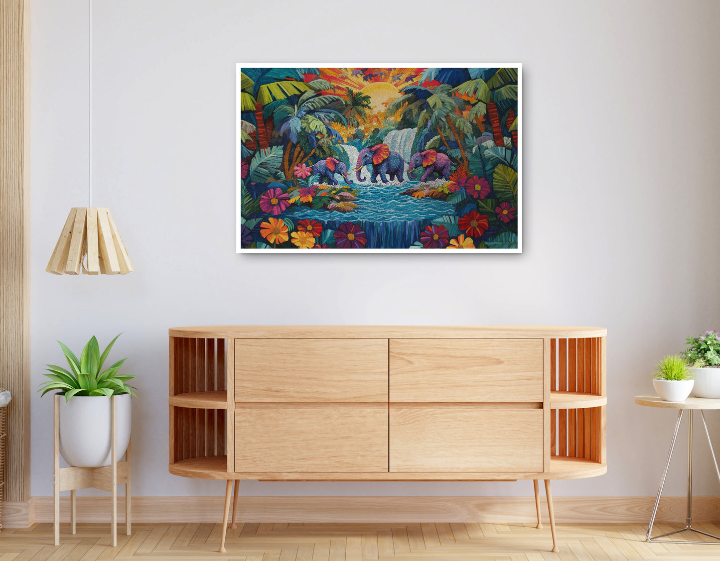 Alternate view of Elephant Waterfall Jungle Caribbean wall art canvas print