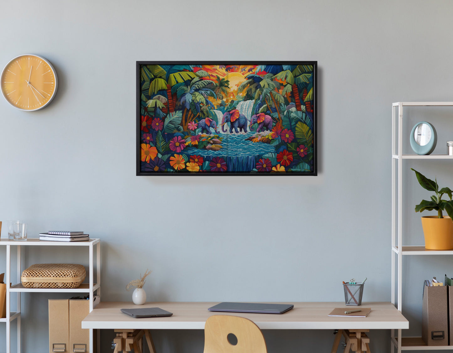 Elephant Waterfall Jungle Caribbean wall art view 30