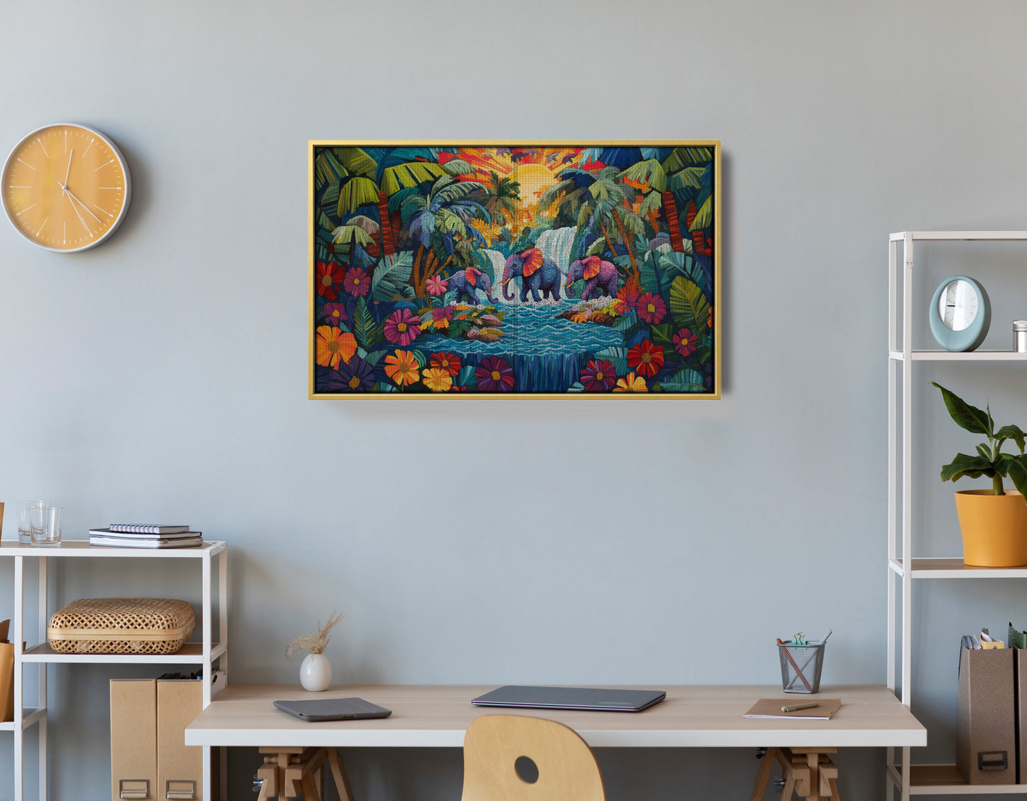 Elephant Waterfall Jungle Caribbean wall art view 42