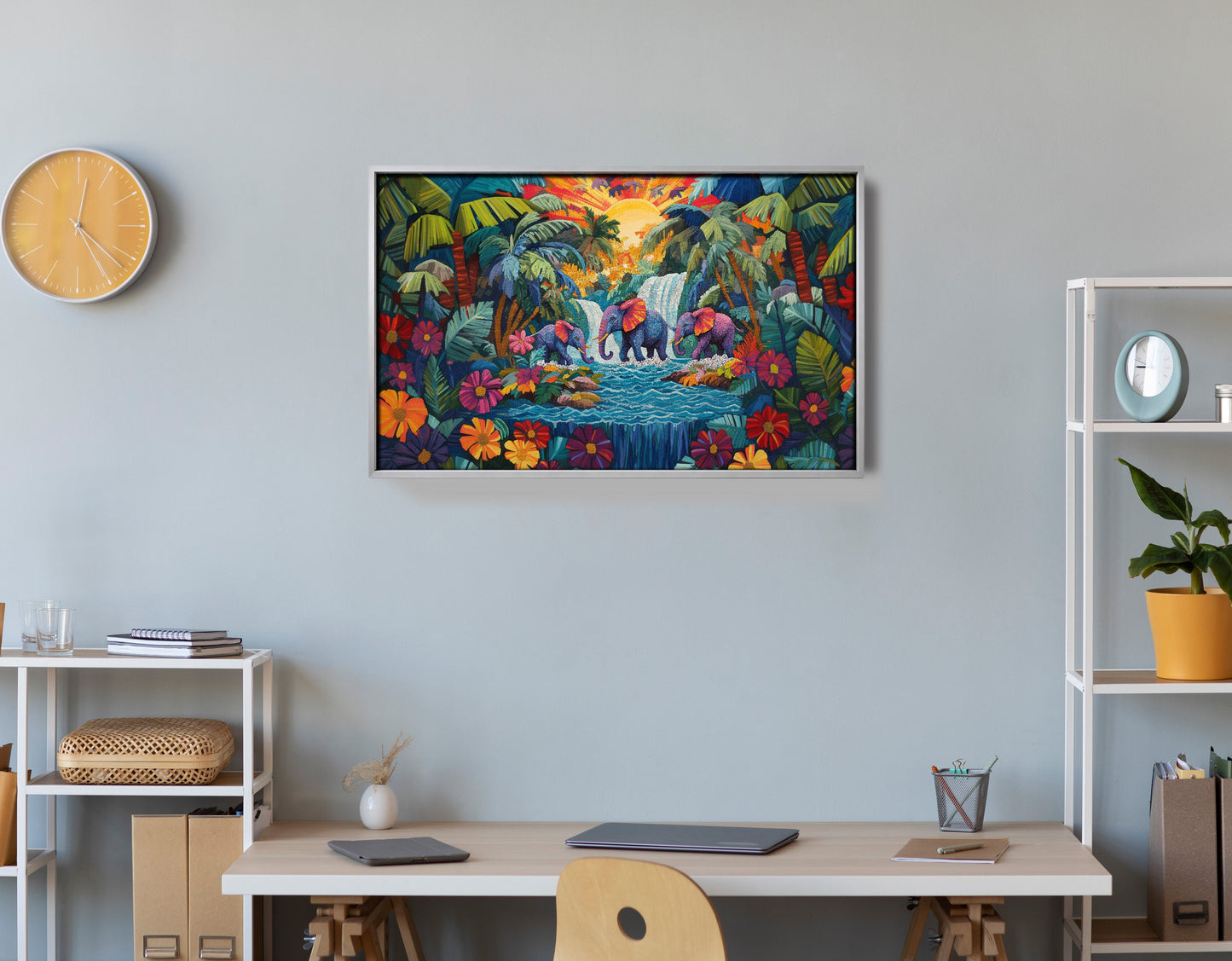 Elephant Waterfall Jungle Caribbean wall art view 60