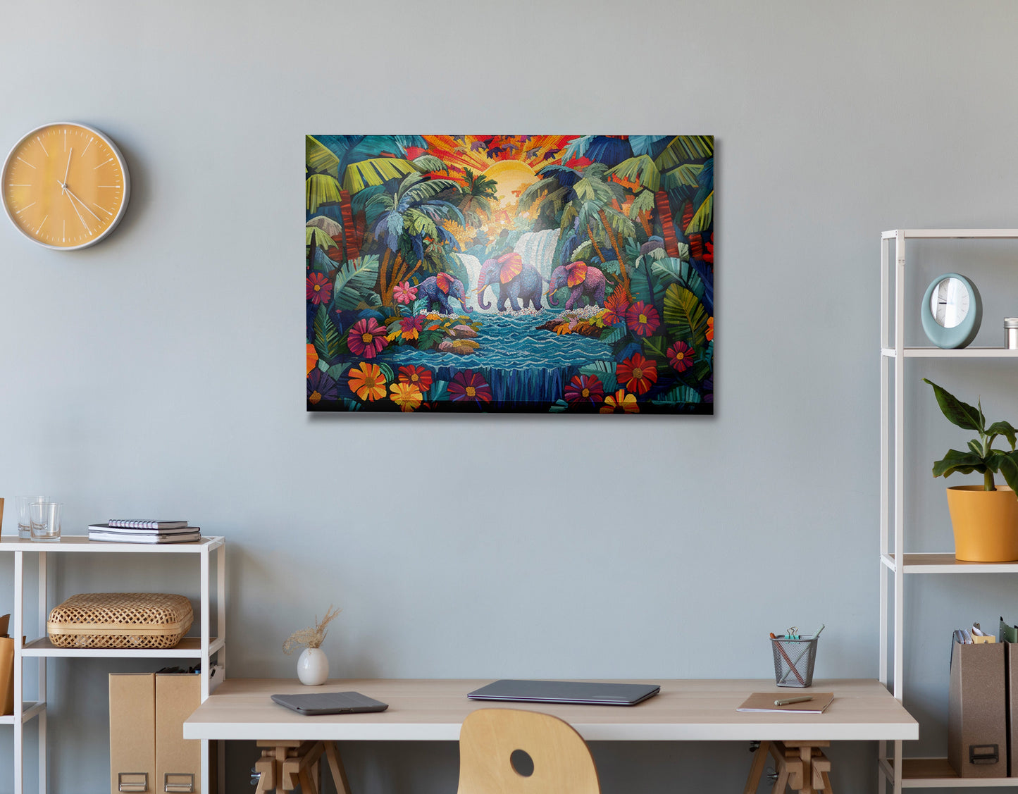 Elephant Waterfall Jungle Caribbean wall art view 24