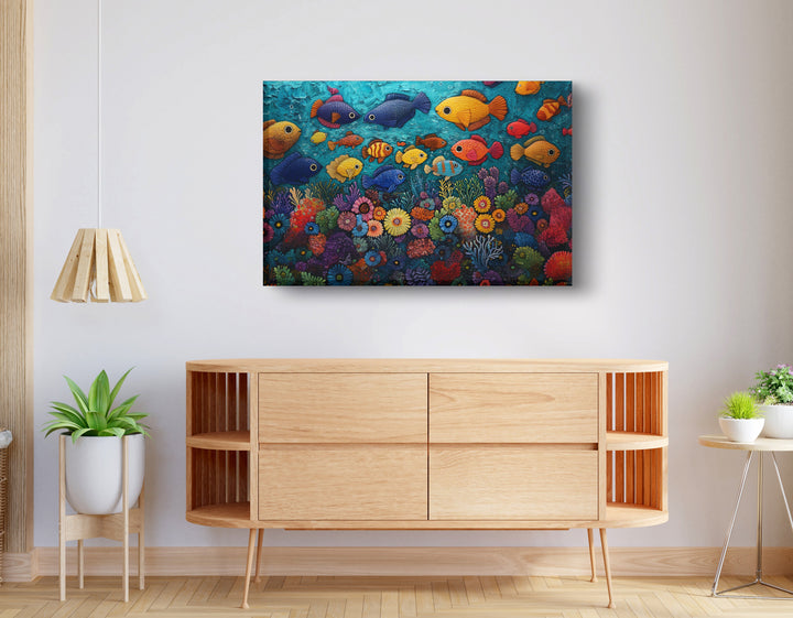 Tropical Fish Coral Black Wall Art