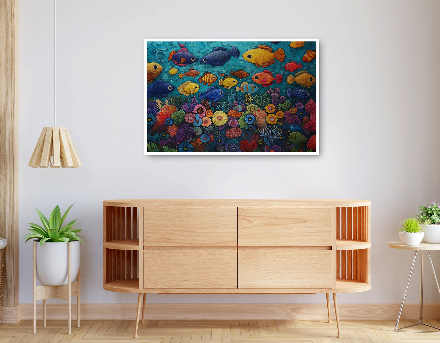 Alternate view of Tropical Fish Coral Black Caribbean wall art canvas print