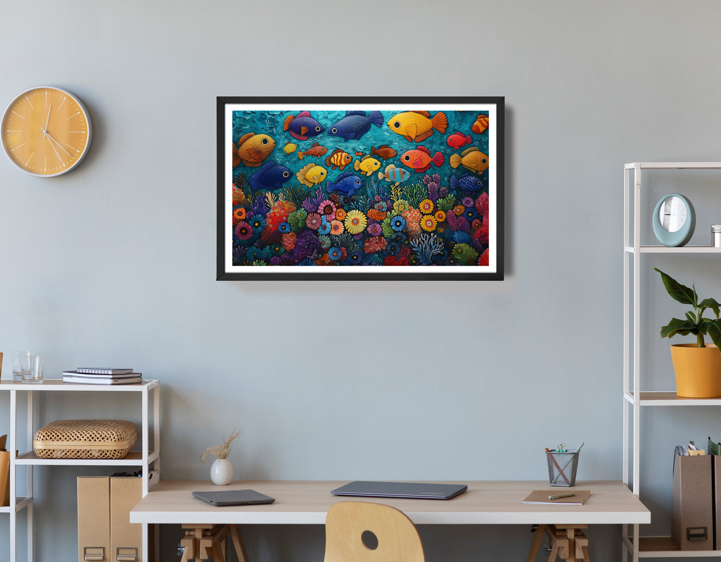 Tropical Fish Coral Black Caribbean wall art view 72