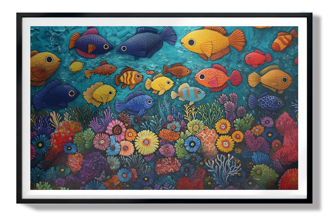Tropical Fish Coral Black Caribbean wall art view 67