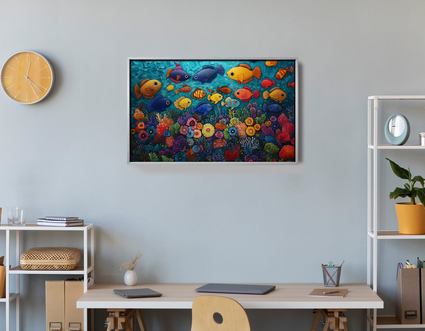 Tropical Fish Coral Black Caribbean wall art view 60