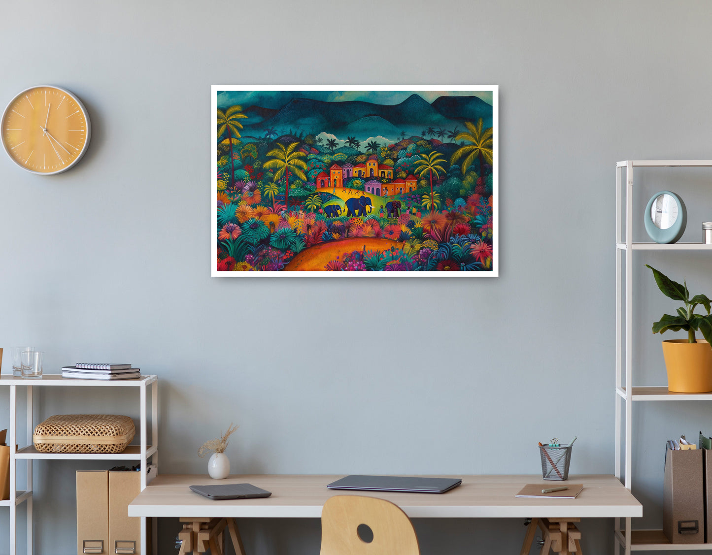 Haitian Village Landscape Caribbean wall art print view