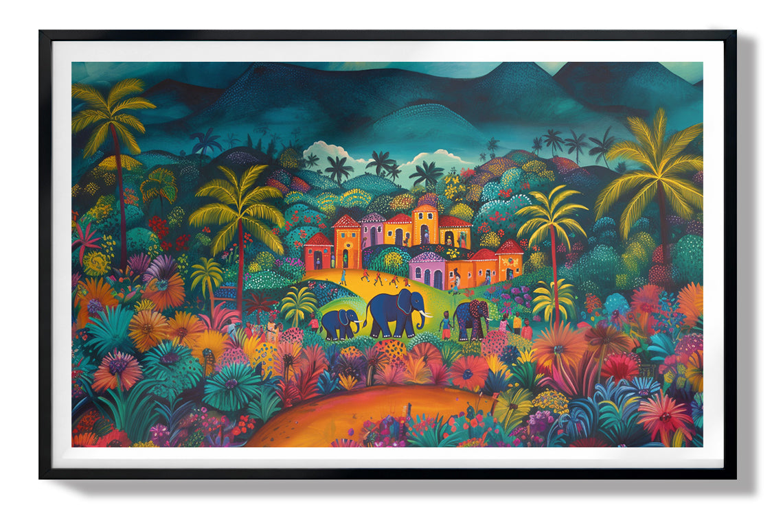 Haitian Village Landscape Caribbean wall art view 67