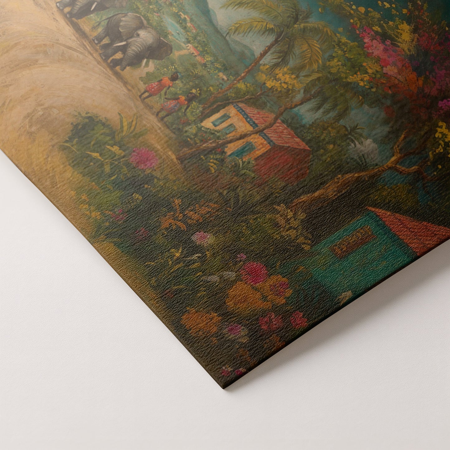 Tropical Village Road Black Caribbean wall art artwork by MoomZee Artwork