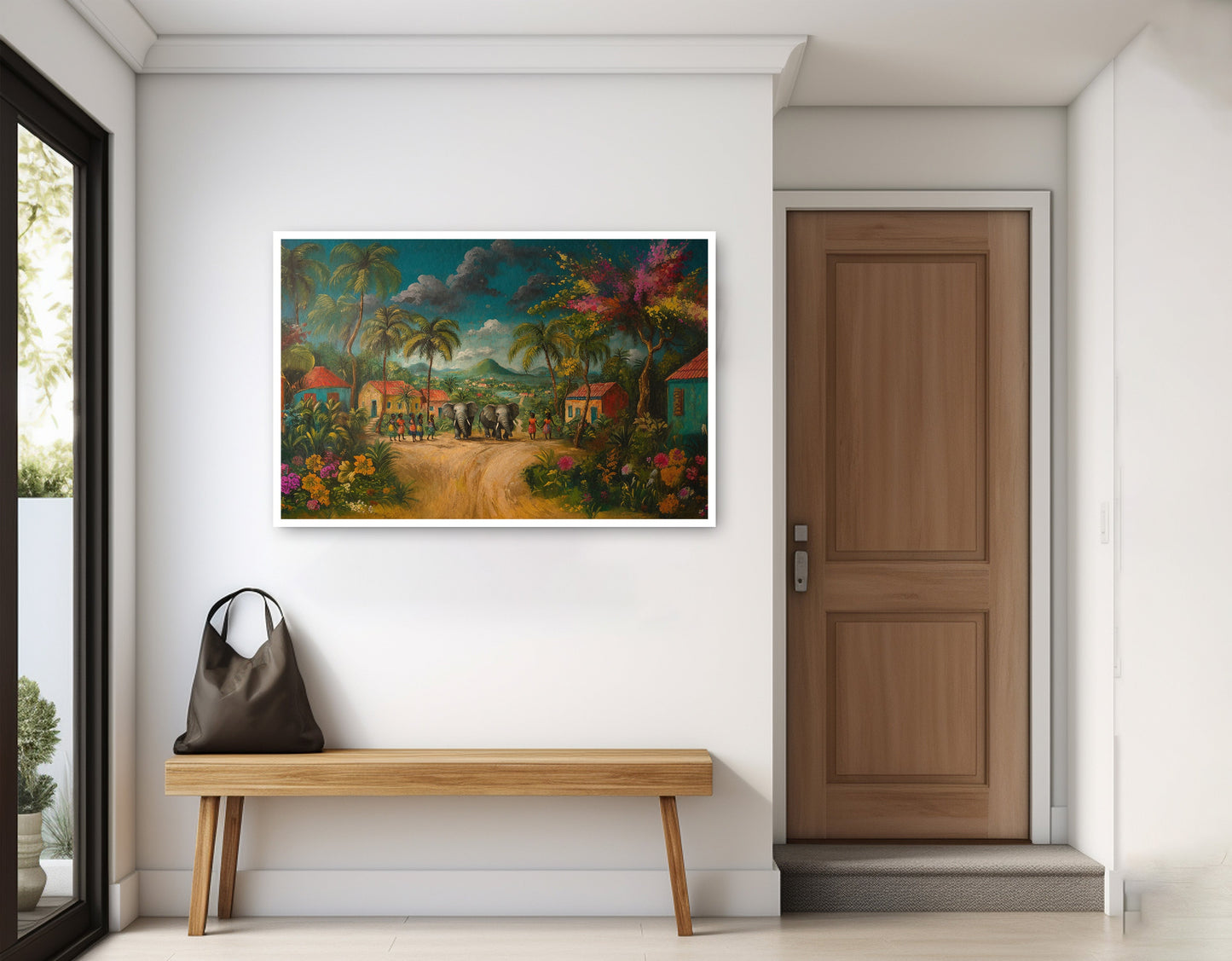 Tropical Village Road Black Caribbean wall art home decor view