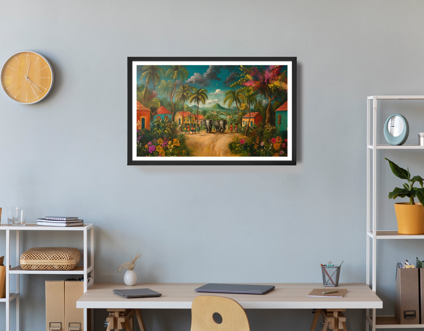 Tropical Village Road Black Caribbean wall art view 72
