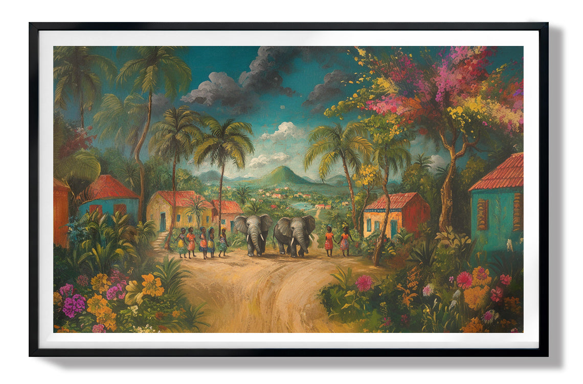 Tropical Village Road Black Caribbean wall art view 67