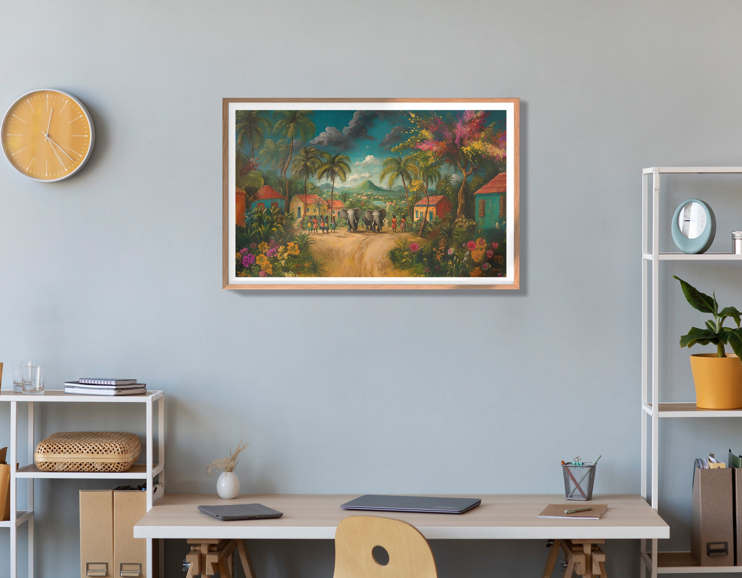 Tropical Village Road Black Caribbean wall art view 84